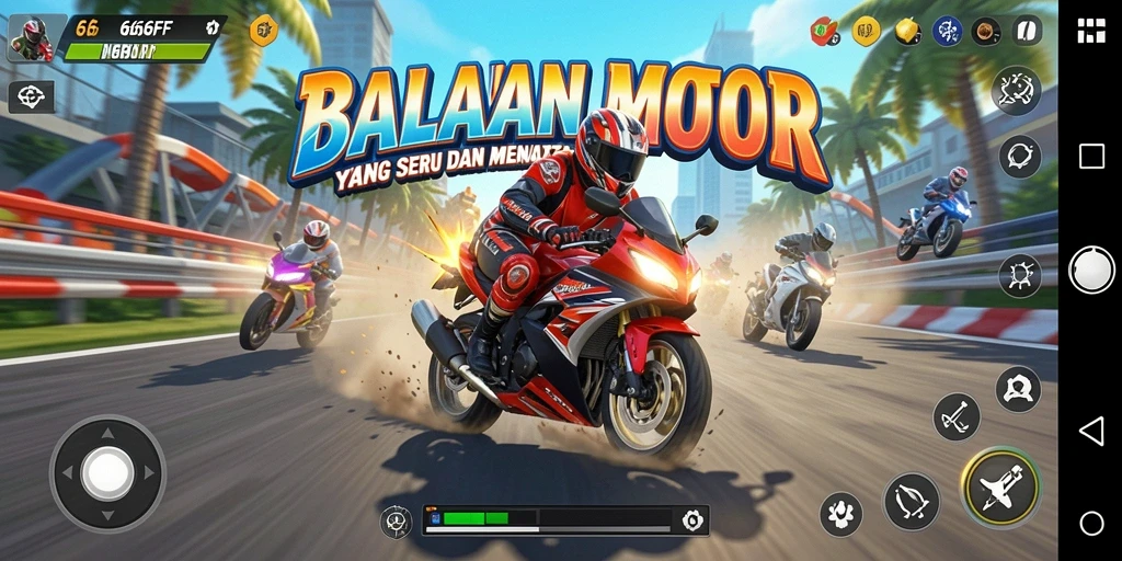 Tampilan aksi balapan motor yang mendebarkan di 666FF.