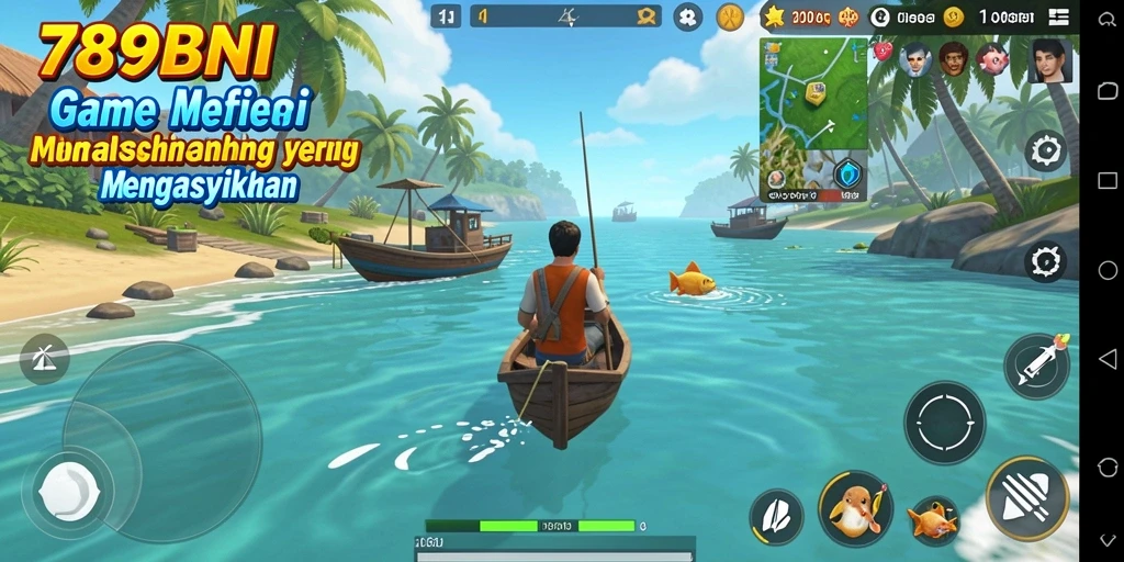 Tampilan screenshot gameplay 789BNI saat memancing ikan besar.