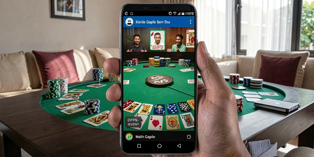 Screenshot gameplay <strong>EVIP3</strong> menampilkan pemain yang sedang asyik bermain Gaple.