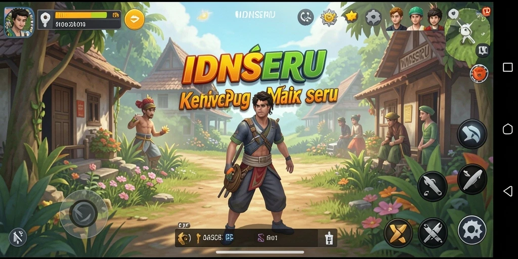 Screenshot dari gameplay <strong>IDNSERU</strong> yang menunjukkan interaksi karakter dan dekorasi rumah.