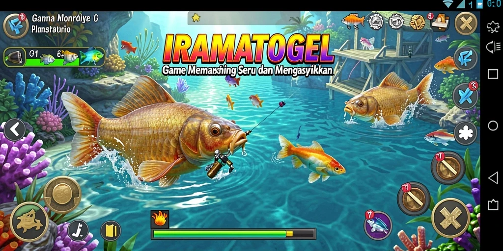 Screenshot gameplay IRAMATOGEL yang tampil menakjubkan saat memancing.