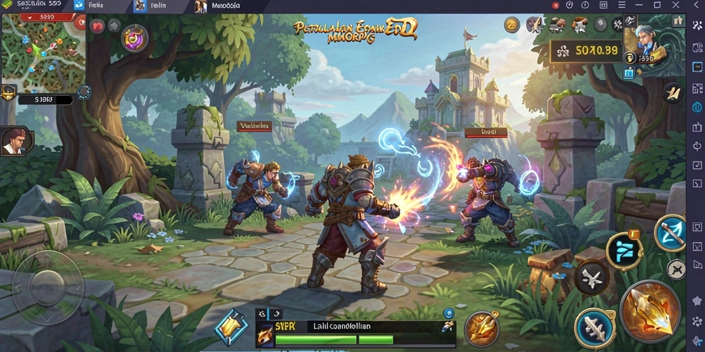 Screenshoot gameplay S9S9 yang menunjukkan pertarungan seru dalam MMORPG.