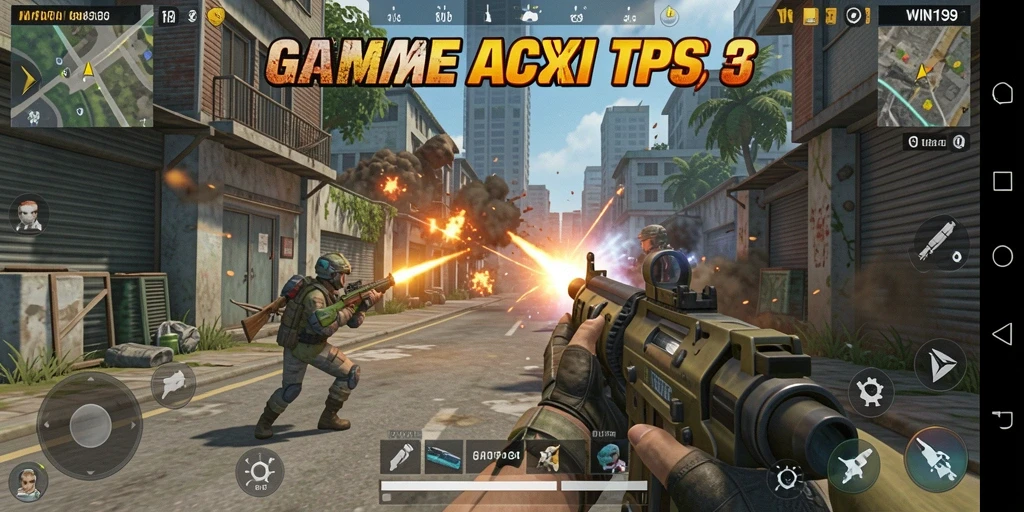 Tampilan gameplay mendebarkan dari WIN199 yang menunjukkan aksi pertempuran intens.