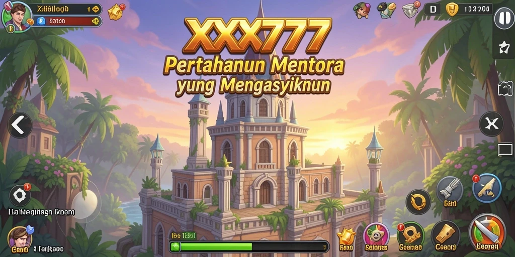 Screenshot utama XXX777 menampilkan aksi pertahanan menara yang mendebarkan.